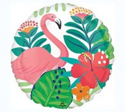 Фламинго и пальмы (круг)